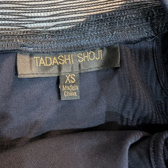 Tadashi Shoji Navy Blue Ruffle Pintuck Maxi Party‎ Bodycon Stretchable Sz XS - Picture 8 of 11